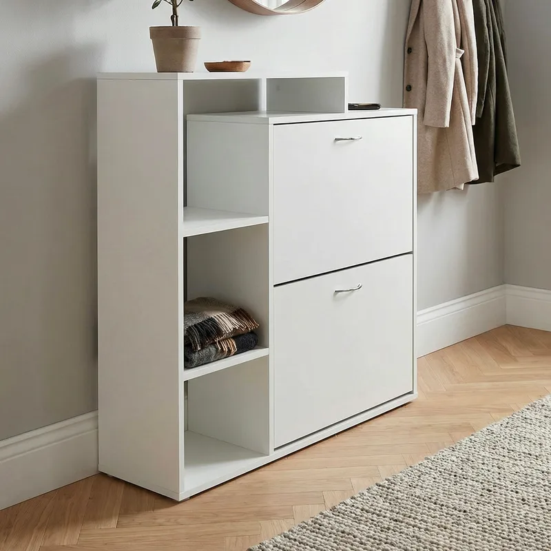 Noraro skoskap 85 cm - hvit og krom - Oppbevaring - Skap - Oppbevaringsskap