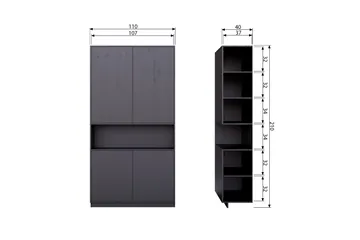 Arteksio Highboard 110 cm - Svart - Oppbevaring - Skap - Oppbevaringsskap