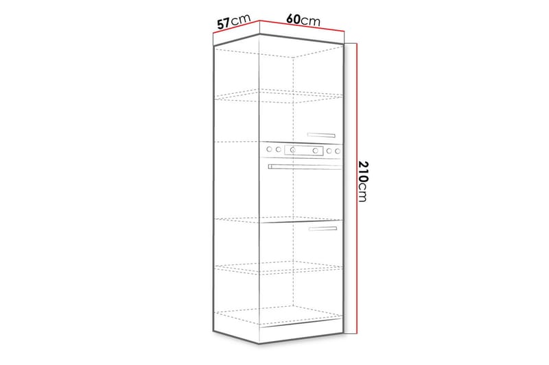 Bianco Kjøkkenskap 60x57x210 cm - Oppbevaring - Skap - Oppbevaringsskap