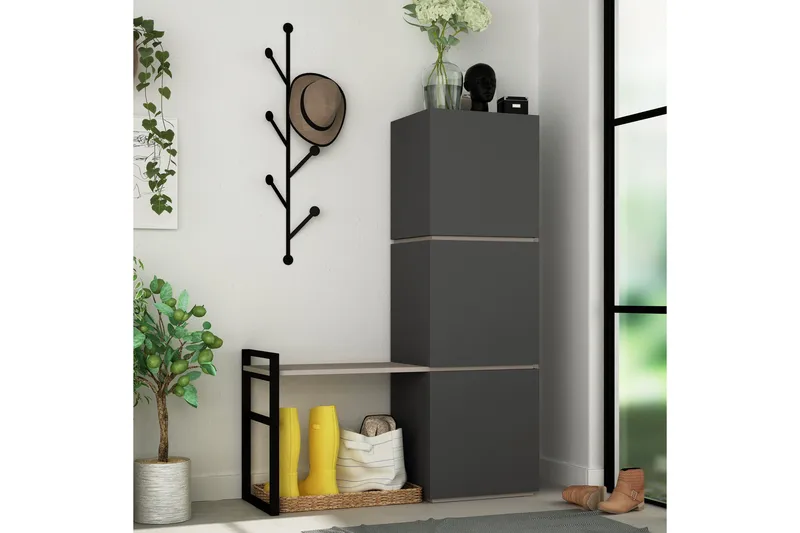 Bodsjö Skoskap 109 cm, Grå/Brun