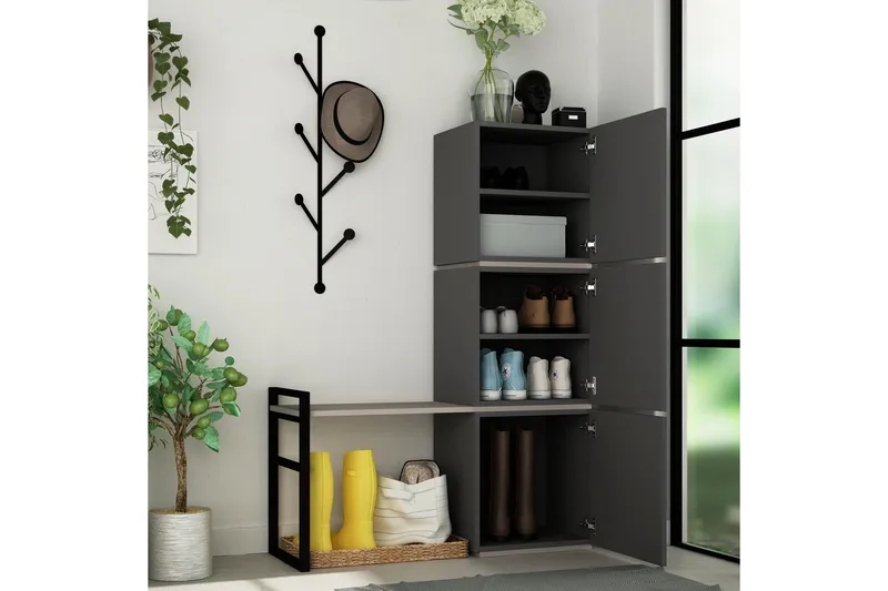 Bodsjö Skoskap 109 cm - Grå/Brun - Oppbevaring - Skap - Oppbevaringsskap