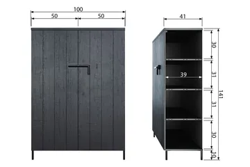 Bruut Oppbevaringsskap 100 cm - Svart Furu - Oppbevaring - Skap - Oppbevaringsskap