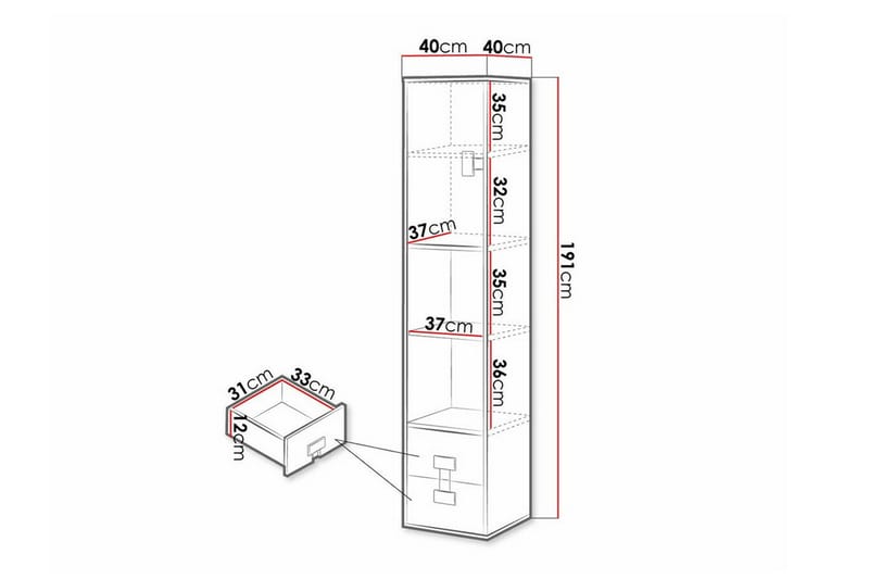 Castlebay Highboard Grey High Gloss - Oppbevaring - Skap - Oppbevaringsskap