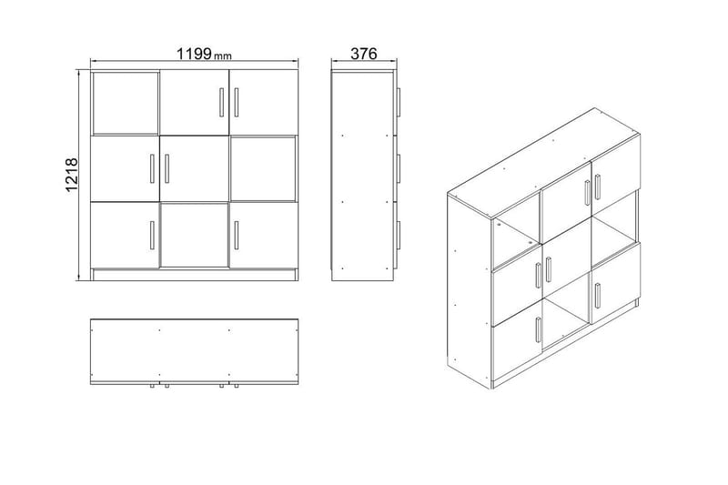 Celtigar Highboard 38x120 cm - Natur/Svart - Oppbevaring - Skap - Oppbevaringsskap