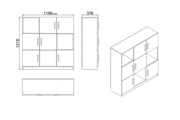 Celtigar Highboard 38x120 cm - Natur/Svart - Oppbevaring - Skap - Oppbevaringsskap