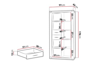 Dallas Skap 44x97 cm - Eik - Oppbevaring - Skap - Oppbevaringsskap