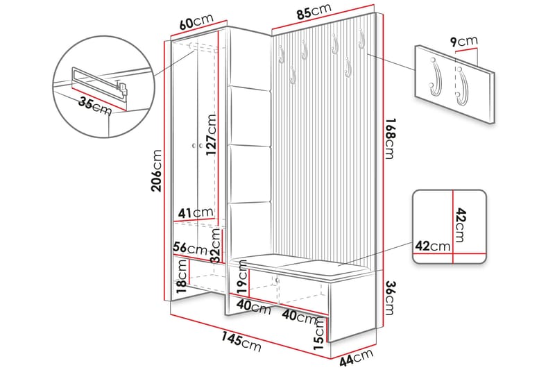 Dunvegan Highboard Grey - Oppbevaring - Skap - Oppbevaringsskap