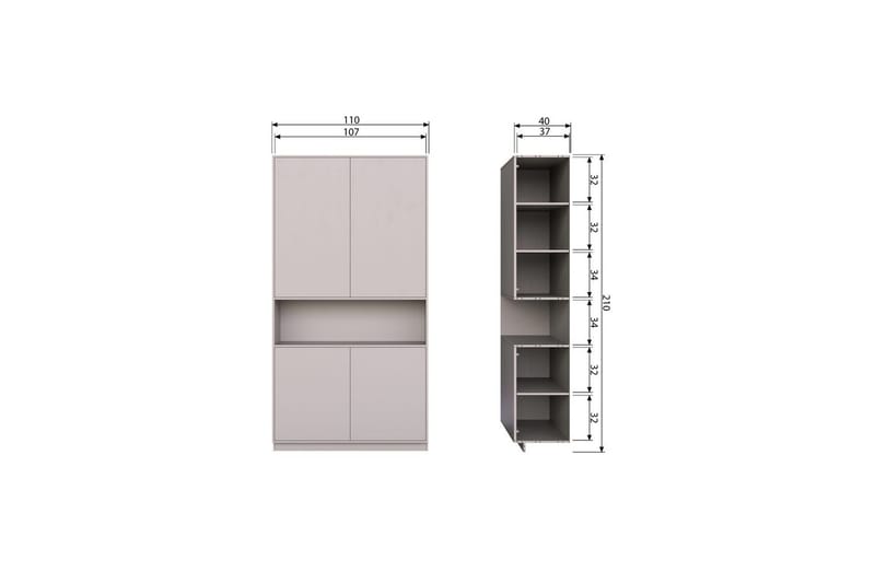 Oppbevaringsskap Finca - Tåke, 110 cm - Oppbevaring - Skap - Oppbevaringsskap