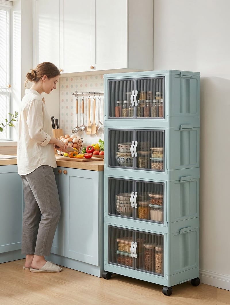 Flerbruks skap Hanah Home Lavine 127 (56 x 127 x 56 cm) Baby Blue - Oppbevaring - Skap - Oppbevaringsskap