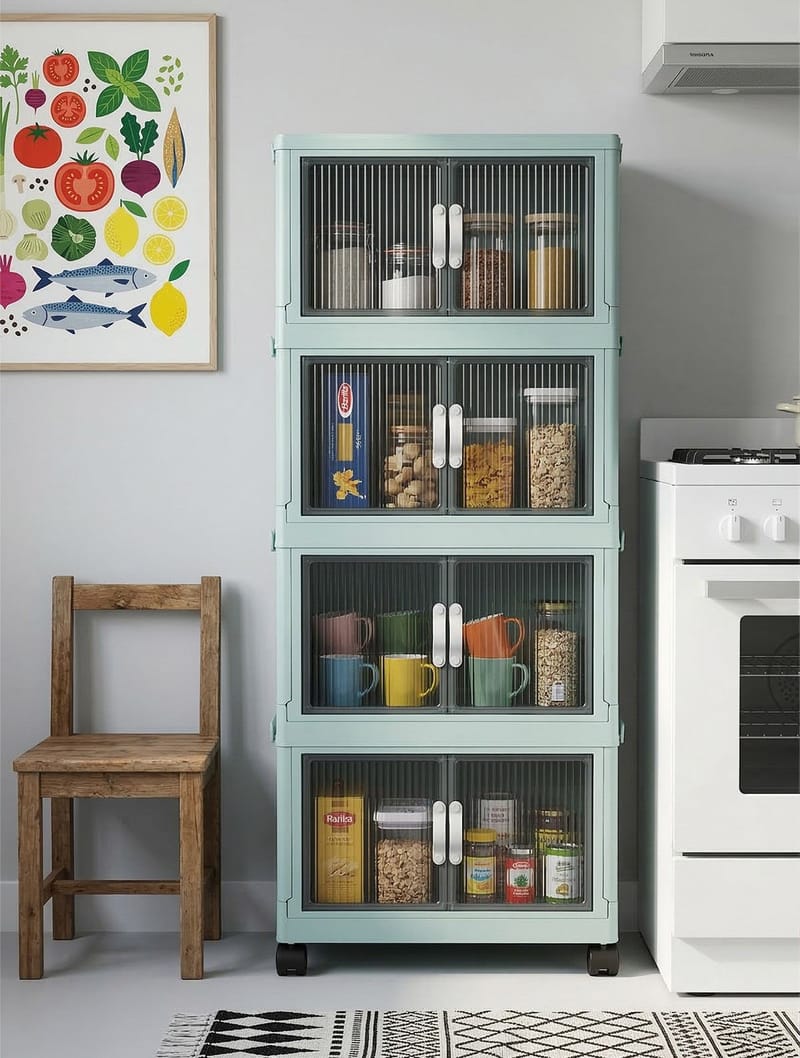 Flerbruks skap Hanah Home Lavine 127 (56 x 127 x 56 cm) Baby Blue - Oppbevaring - Skap - Oppbevaringsskap