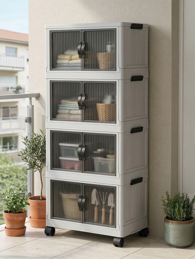 Flerbruks skap Hanah Home Lavine 127 (56 x 127 x 56 cm) Hvit - Oppbevaring - Skap - Oppbevaringsskap