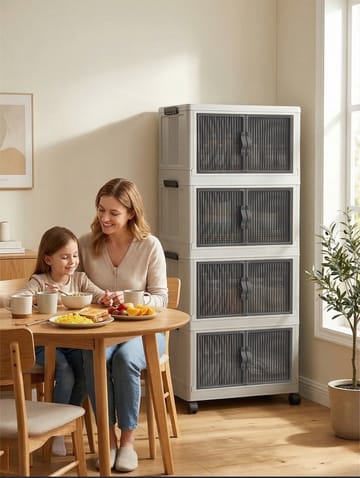 Flerbruks skap Hanah Home Lavine 127 (56 x 127 x 56 cm) Hvit - Oppbevaring - Skap - Oppbevaringsskap