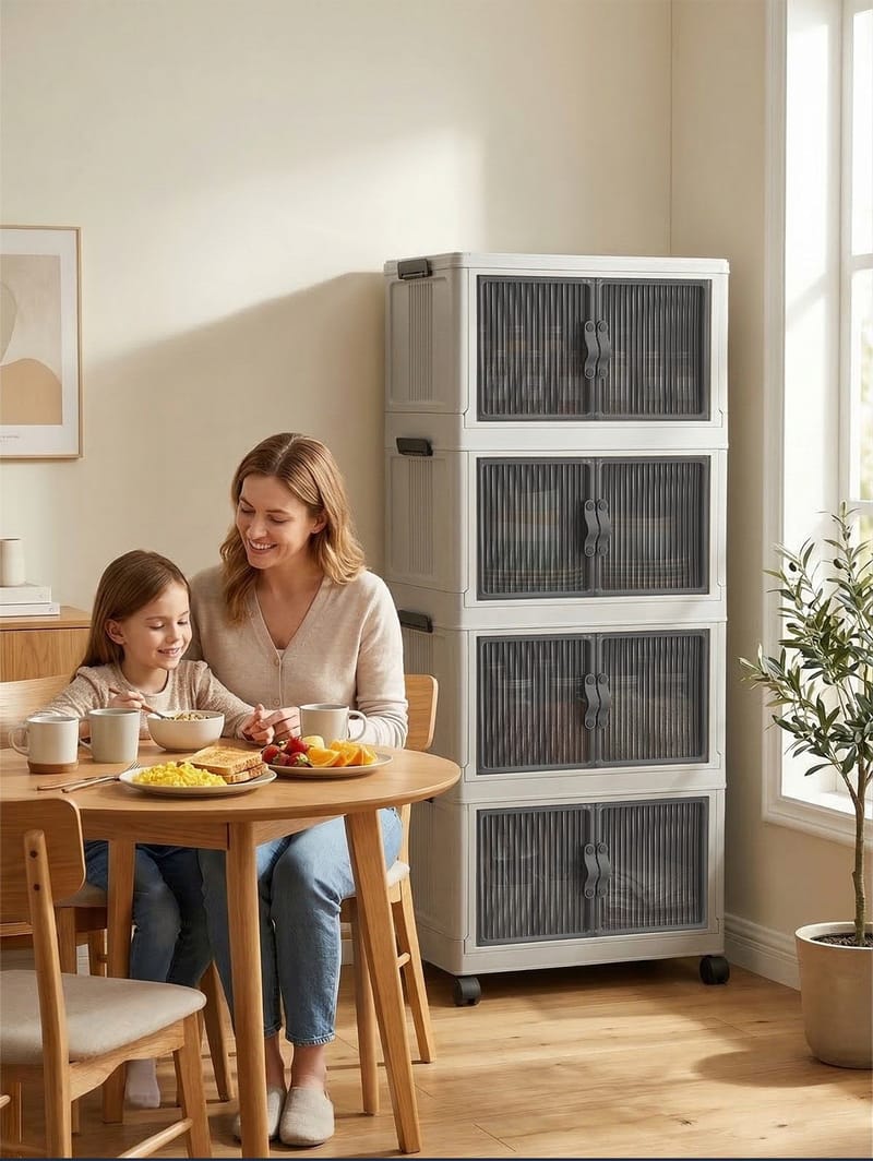 Flerbruks skap Hanah Home Lavine 127 (56 x 127 x 56 cm) Hvit - Oppbevaring - Skap - Oppbevaringsskap