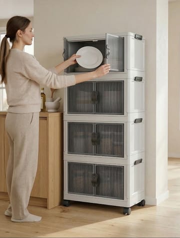 Flerbruks skap Hanah Home Lavine 127 (56 x 127 x 56 cm) Hvit - Oppbevaring - Skap - Oppbevaringsskap