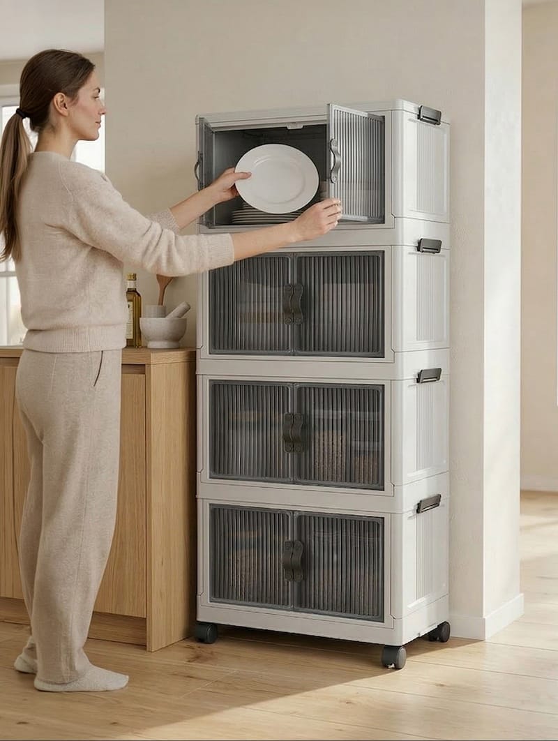 Flerbruks skap Hanah Home Lavine 127 (56 x 127 x 56 cm) Hvit - Oppbevaring - Skap - Oppbevaringsskap