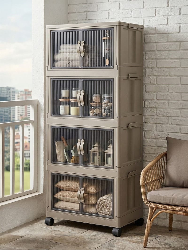 Flerbruks skap Hanah Home Lavine 127 (56 x 127 x 56 cm) Lyseblå - Oppbevaring - Skap - Oppbevaringsskap