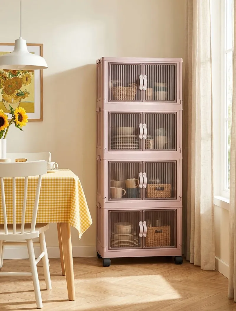 Flerbruks skap Hanah Home Lavine 127 (56 x 127 x 56 cm) Pulver - Oppbevaring - Skap - Oppbevaringsskap