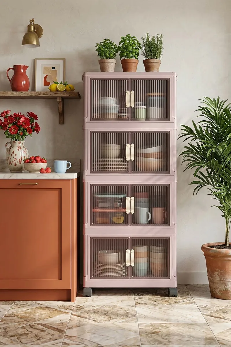 Flerbruks skap Hanah Home Lavine 127 (56 x 127 x 56 cm) Pulver - Oppbevaring - Skap - Oppbevaringsskap