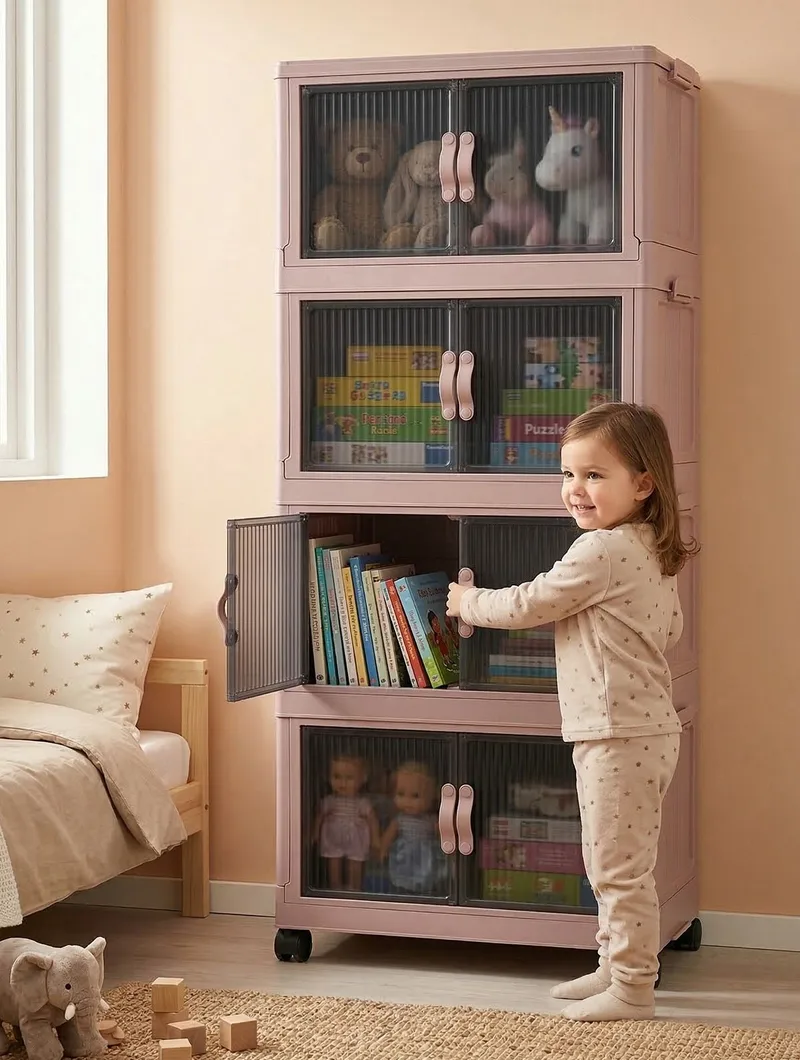 Flerbruks skap Hanah Home Lavine 127 (56 x 127 x 56 cm) Pulver - Oppbevaring - Skap - Oppbevaringsskap