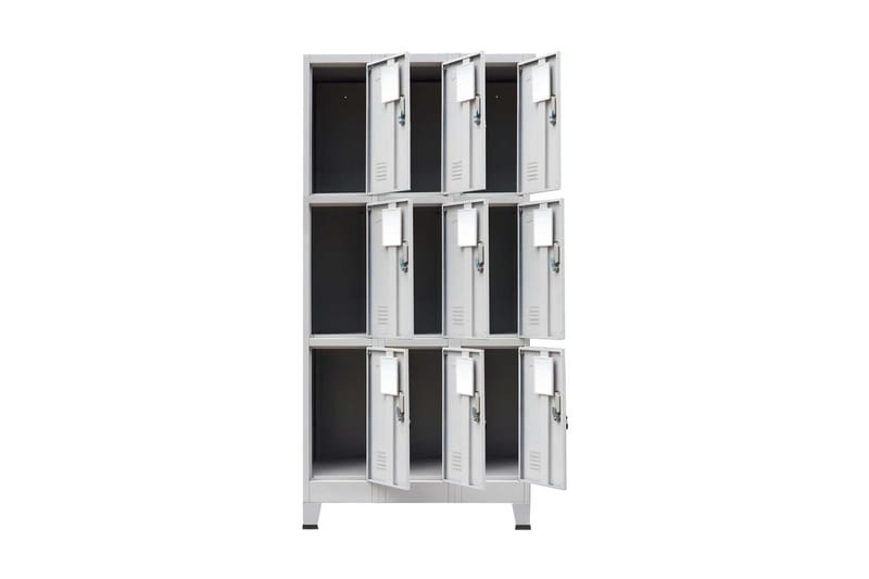 Garderobeskap med 9 rom stål 90x45x180 cm grå - Grå - Oppbevaringsskap - Klesskap & skifterom