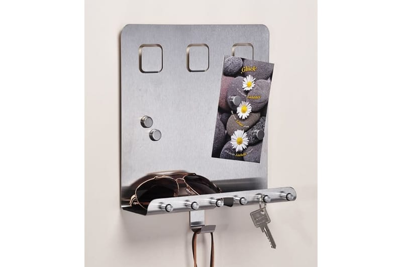HI Nøkkelholder og oppslagstavle sølv 28,5x25x8 cm - Silver - Nøkkelskap - Oppbevaringsskap