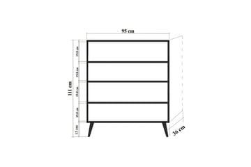 Highboard 95x111 cm - Hvit/Svart/Gul - Oppbevaring - Skap - Oppbevaringsskap