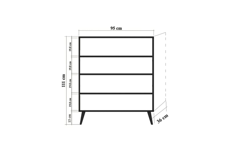 Highboard 95x111 cm - Hvit/Svart/Gul - Oppbevaring - Skap - Oppbevaringsskap