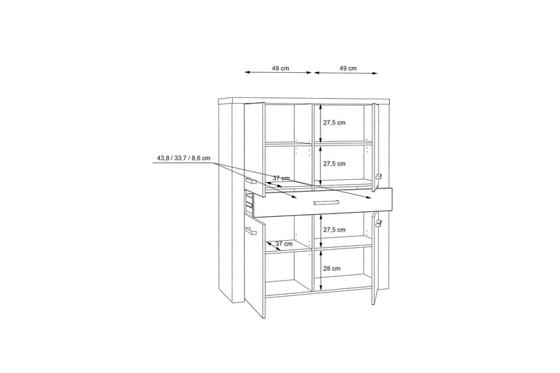 Highboard Bankso 42x117 cm - Brun - Oppbevaringsskap