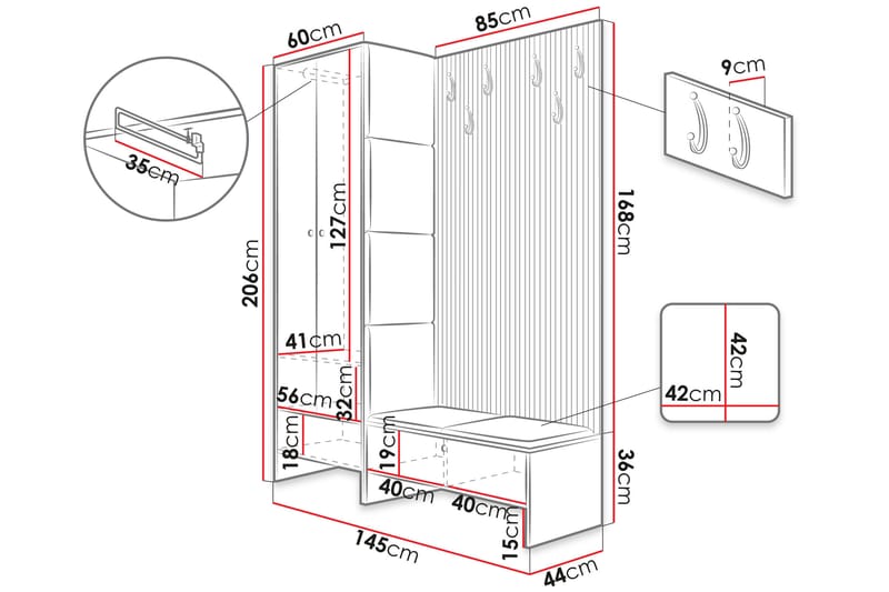 Highboard Dunvegan - Gul - Oppbevaring - Skap - Oppbevaringsskap
