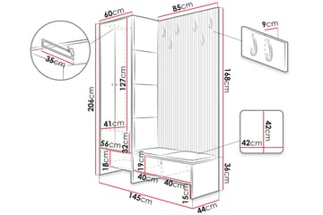 Highboard Dunvegan - Hvid - Oppbevaring - Skap - Oppbevaringsskap