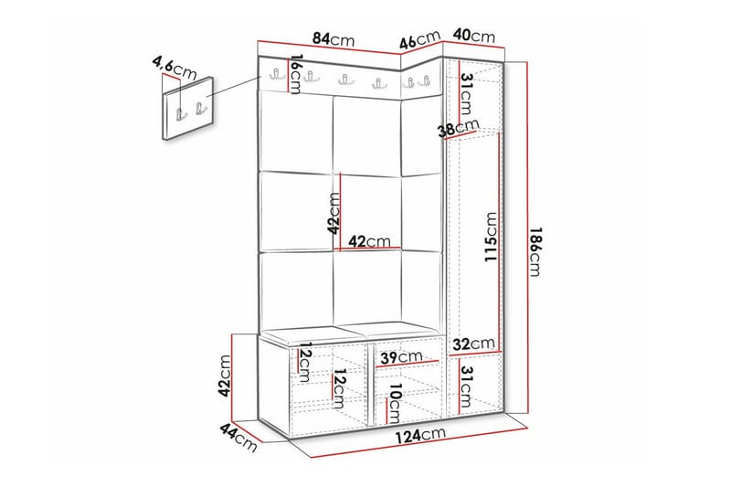 Highboard Dunvegan - Hvid - Oppbevaring - Skap - Oppbevaringsskap