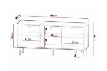 Highboard Glenndale - Hvid - Oppbevaring - Skap - Oppbevaringsskap