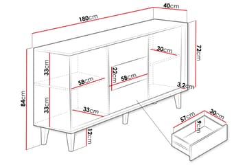 Highboard Kintore - Brun - Oppbevaring - Skap - Oppbevaringsskap