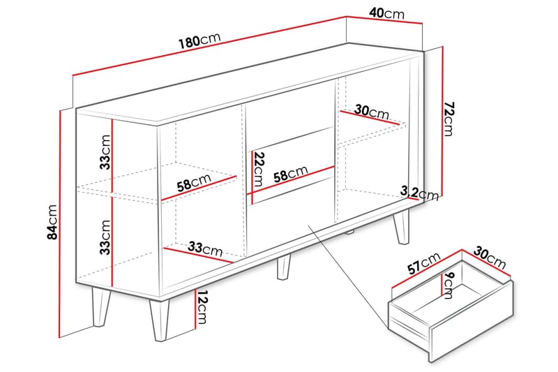 Highboard Kintore - Brun - Oppbevaring - Skap - Oppbevaringsskap
