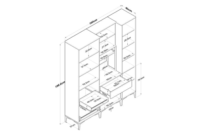 Highboard Manorma - Hvit - Oppbevaringsskap