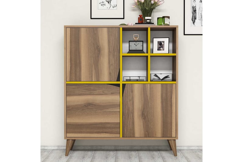 Hovdane Klesskap 100 cm, Brun/Gul