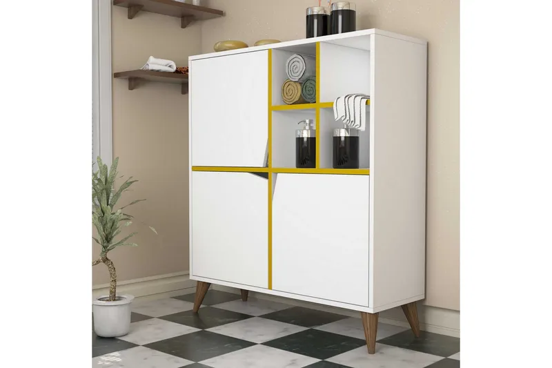 Hovdane Klesskap 100 cm, Hvit/Gul