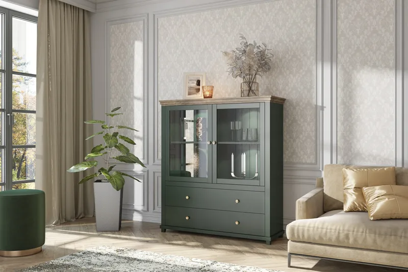 Ivreri Highboard 42x126 cm - Khaki/Natur - Oppbevaring - Skap - Oppbevaringsskap