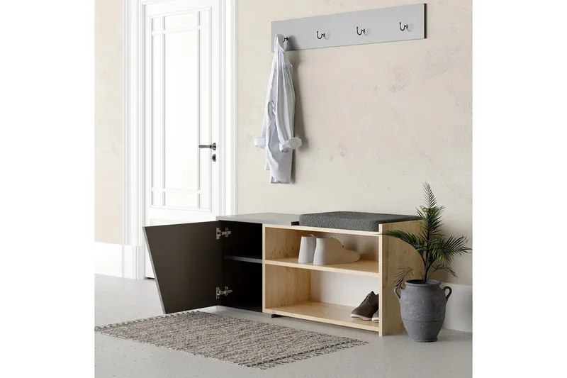 Jektvik Skoskap 104x37 cm - Natur/Antrasitt - Oppbevaring - Skap - Oppbevaringsskap