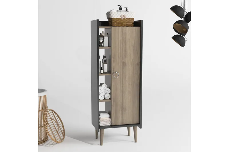 Keachi Highboard 50x30 cm - Mørkebrun/Antrasitt - Oppbevaring - Skap - Oppbevaringsskap