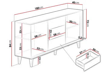 Kintore Highboard - Brun - Oppbevaring - Skap - Oppbevaringsskap