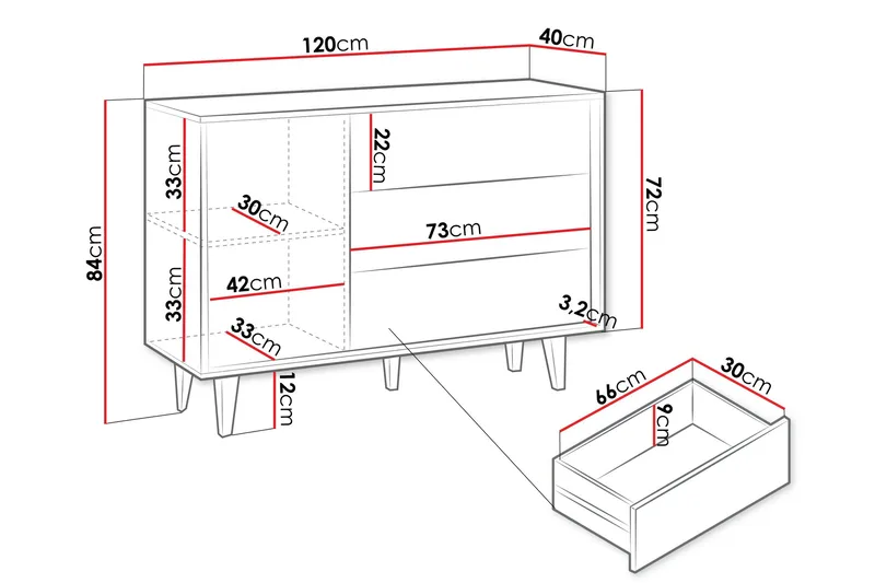 Kintore Highboard - Brun - Oppbevaring - Skap - Oppbevaringsskap