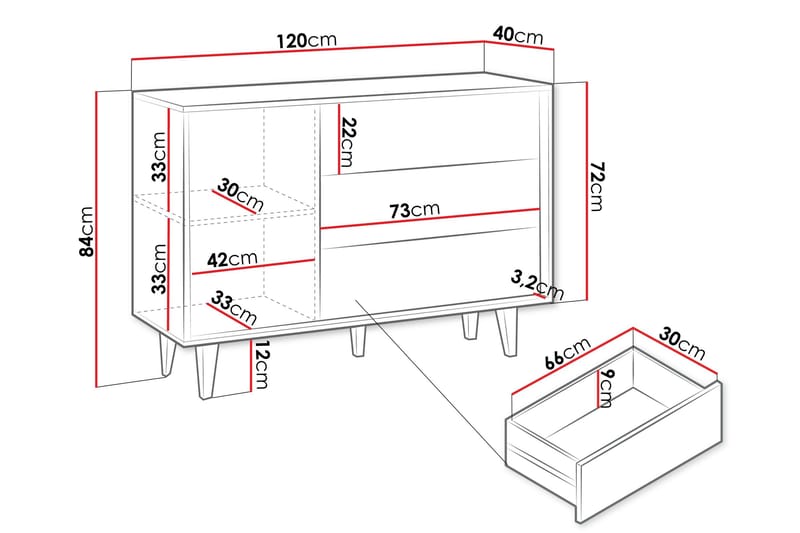 Kintore Highboard - Brun - Oppbevaring - Skap - Oppbevaringsskap