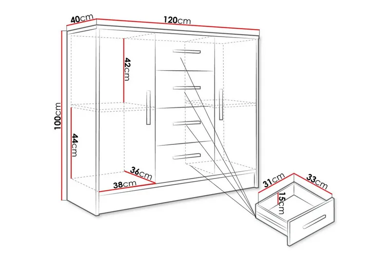 Kintore Highboard - Hvid - Oppbevaring - Skap - Oppbevaringsskap