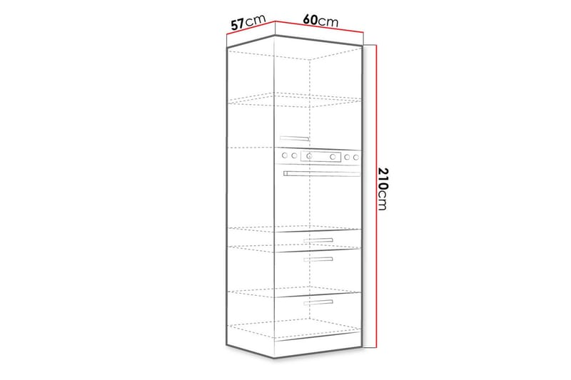 Kjøkkenskap Grey 60x57x210 cm - Oppbevaring - Skap - Oppbevaringsskap