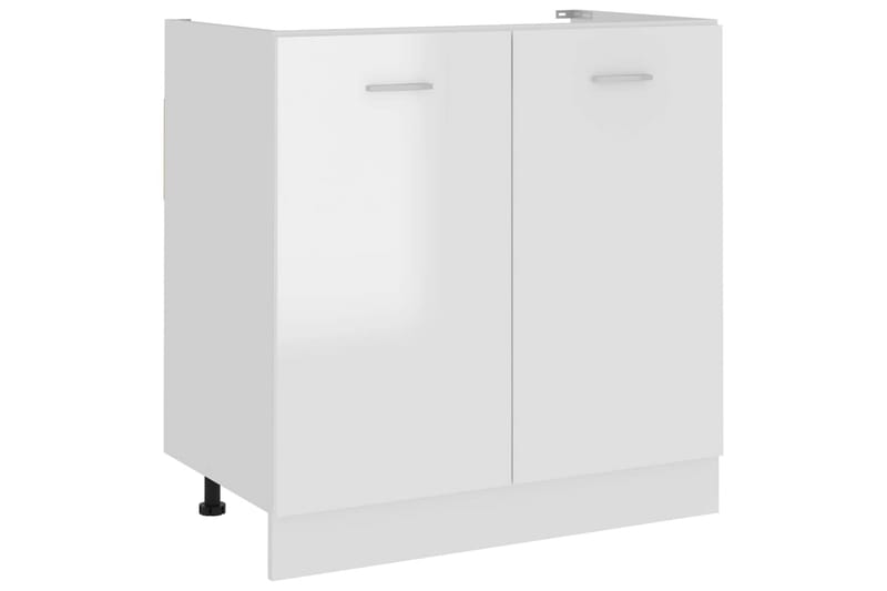 Kjøkkenskap høyglans hvit 80x46x81,5 cm sponplate - Hvit - Oppbevaringsskap