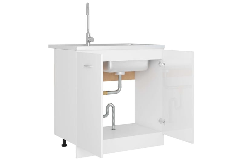 Kjøkkenskap høyglans hvit 80x46x81,5 cm sponplate - Hvit - Oppbevaringsskap
