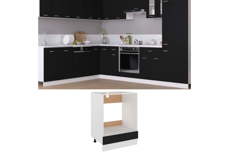 Kjøkkenskap svart 60x46x81,5 cm sponplate - Svart - Oppbevaringsskap