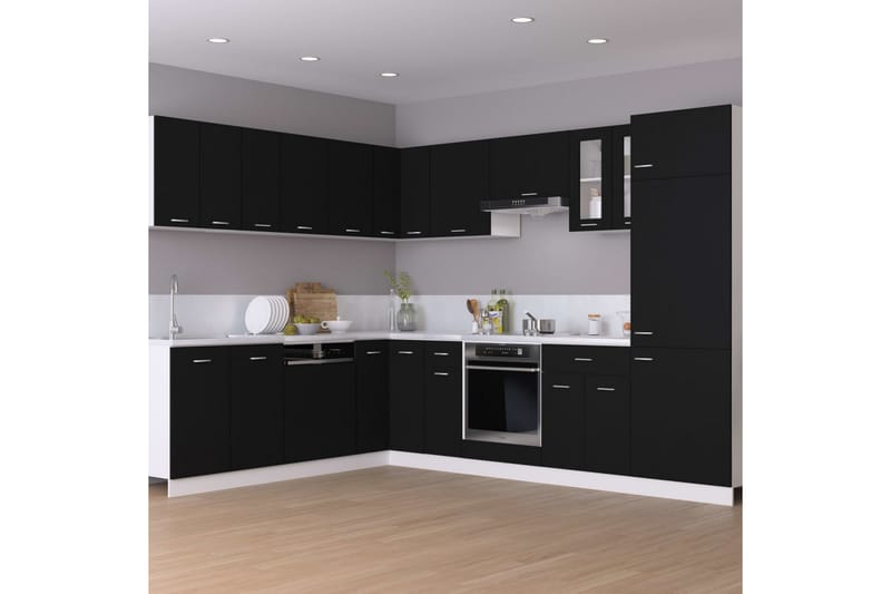 Kjøkkenskap svart 80x31x60 cm sponplate - Svart - Oppbevaringsskap