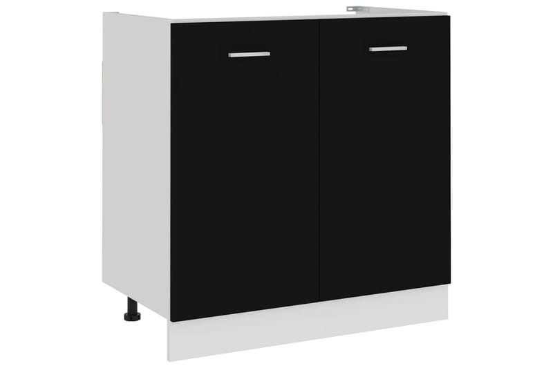 Kjøkkenskap svart 80x46x81,5 cm sponplate - Svart - Oppbevaringsskap